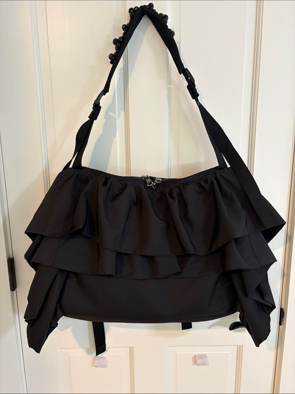 Simone Rocha Black Ruffled Shoulder Bag with Beaded strap - Picture 2 of 13